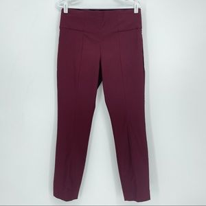 Vision 155 Maroon Ankle Pants Pull-Ons Slimming Waistband Pleat Workwear Bottoms